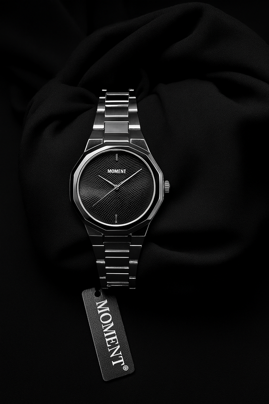 MOMENT WATCH MONTE CARLO MAFIA (FULLY AUTOMATIC) WITH A DARK GREY DIAL. (MADE OF STAINLESS STEEL).