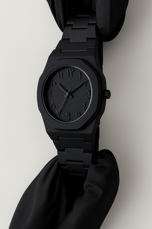 BLACK AURA WATCH IN FIBER WITH A DURABLE LOCK. A QUARTZ MOVEMENT FOR ACCURATE TIMEKEEPING.
