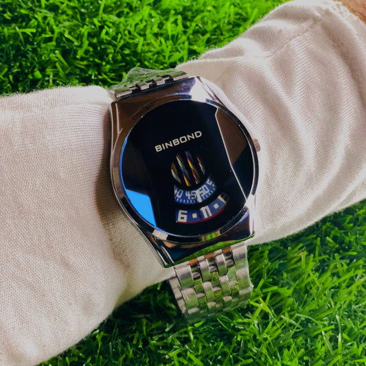 BINDBOND WATERPROOF QUARTZ STEEL WATCH FOR MENS. (MADE OF STAINLESS STEEL WITH WEIGHT OF 115G).